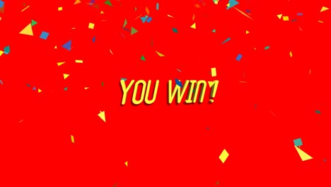 you win motion graphics animation on red background. seamless loop animated background.