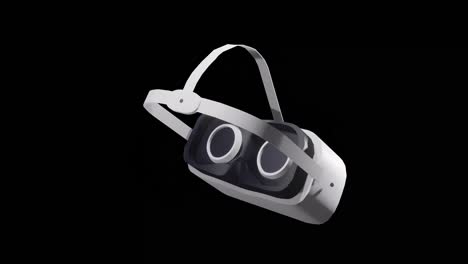 Animation-of-vr-headset-spinning-over-black-background