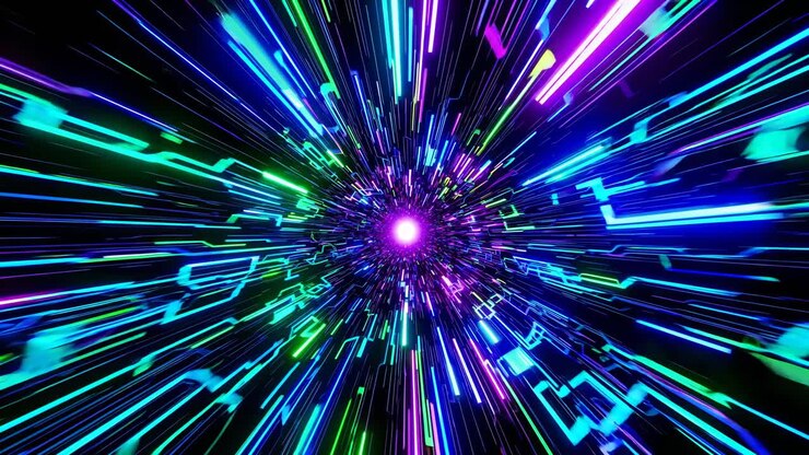 Flying Through a Vibrant Abstract Digital Light Tunnel