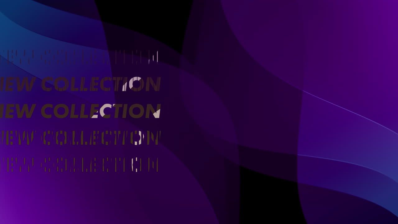 검은색 배경의 모양 위에 새로운 컬렉션 텍스트의 애니메이션