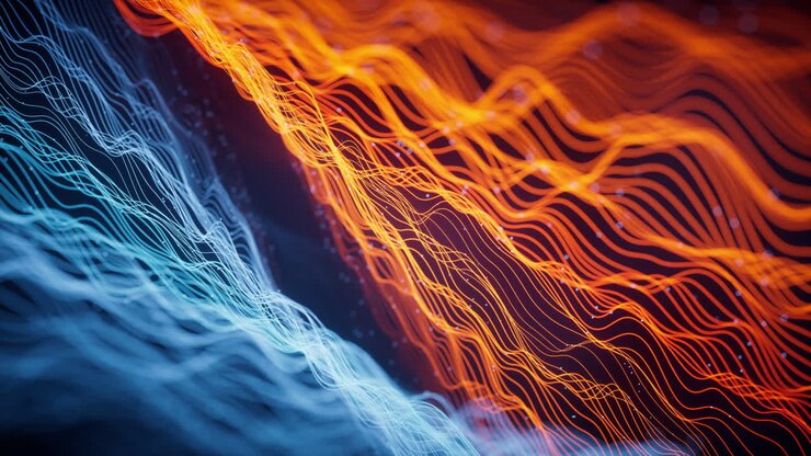Flowing wave lines, curve pattern, 3d rendering.