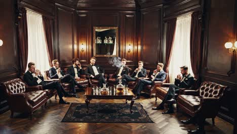 men in a luxurious cigar lounge