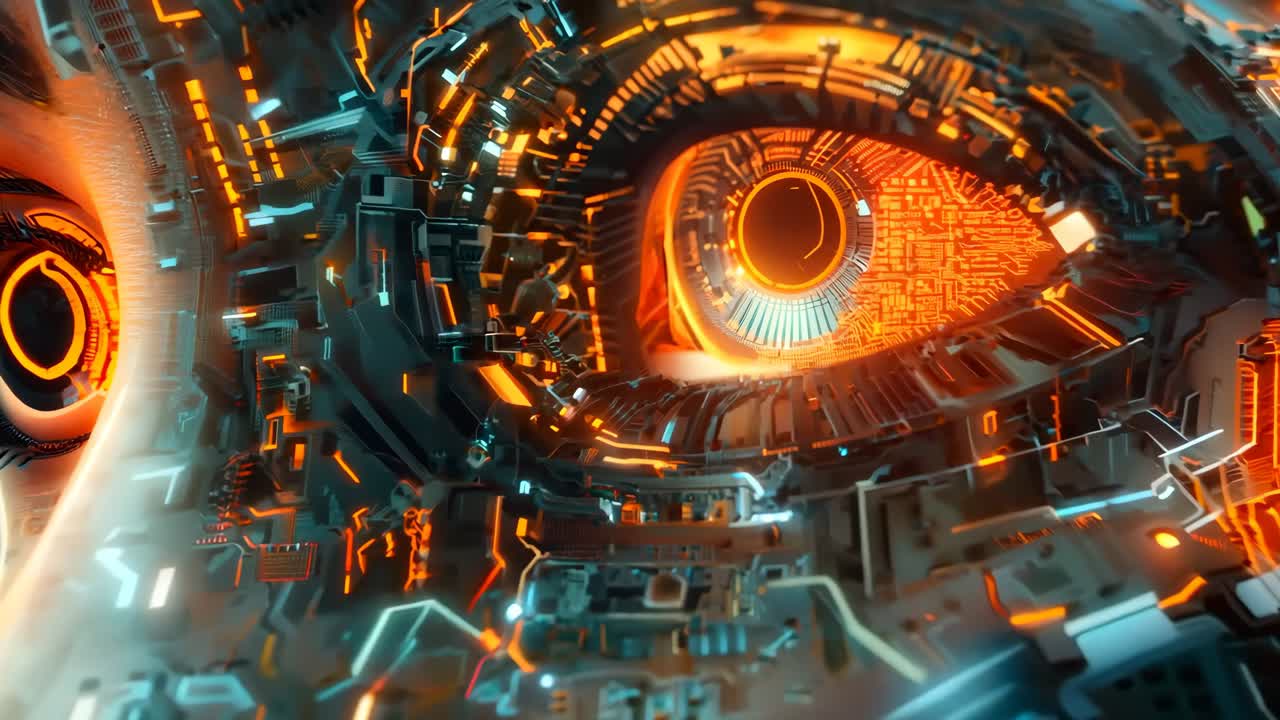 un primer plano de la cara de una mujer con ojos naranjas