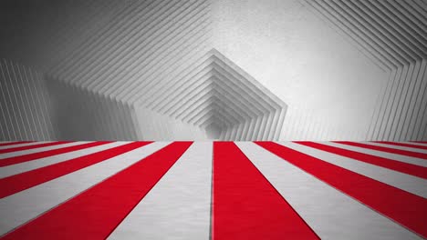 animación de rayas grises y rojas sobre una superficie hexagonal gris en movimiento