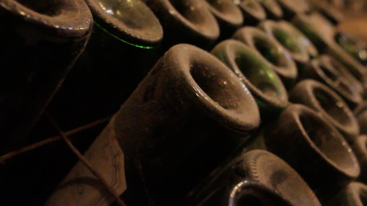 Stacked Wine Bottles in Cellar