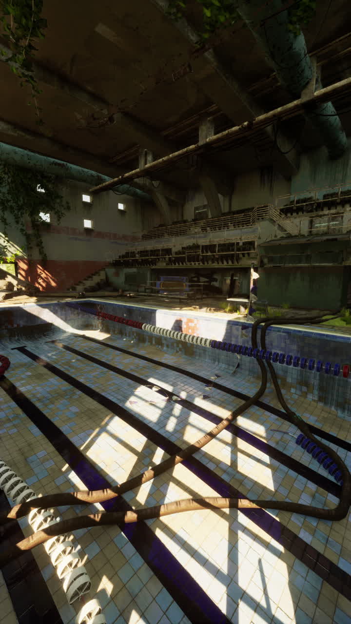 Abandoned swimming pool with no swimmers