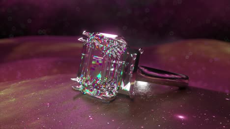 Eine-Nahaufnahme-Eines-Schimmernden-Diamantrings-Vor-Einem-Surrealen-Lila-Sternenhintergrund