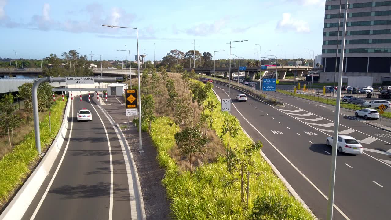 Top view of Sydney International Airport highway in a sunny day. Australia