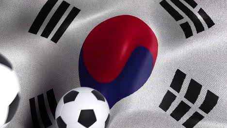 flag of south korea with soccer balls