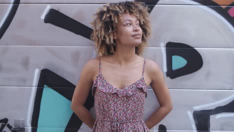 sensual modern woman in dress on street