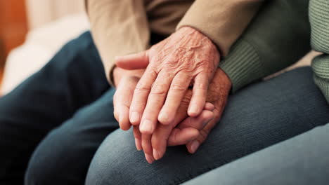 home, care or elderly couple holding hands