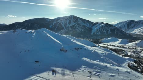 ski resorts - view of snowy mountain in sun valley, idaho - aerial drone shot