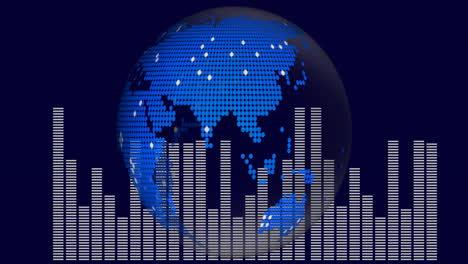 digital globe with bar graph animation representing global data analytics