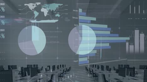 Animation-of-statistical-data-processing-over-grid-network-against-empty-office