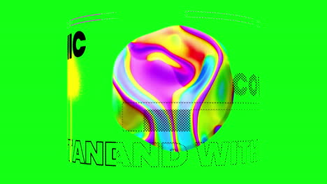 animación de una forma multicolor con mensaje de distanciamiento social girando en un cilindro giratorio