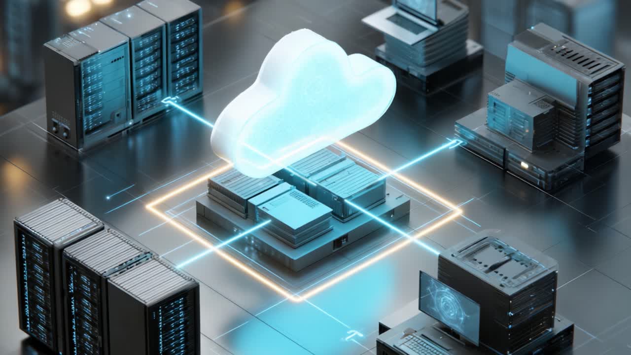 Advanced Data Center Setup Featuring Cloud Computing Integration with Modern Servers, High-Performance Storage, and Network Connectivity Enhancements for Optimal Performance