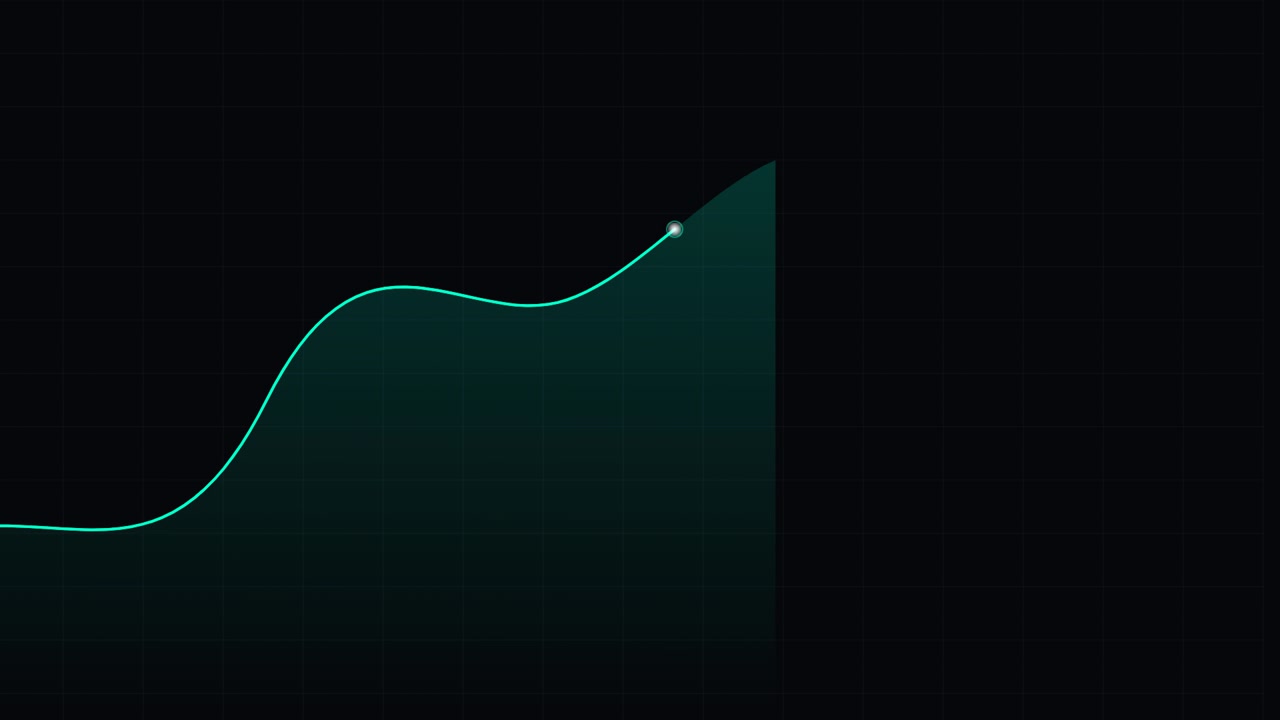Animated Line Graph Showing Financial Growth on Dark Background