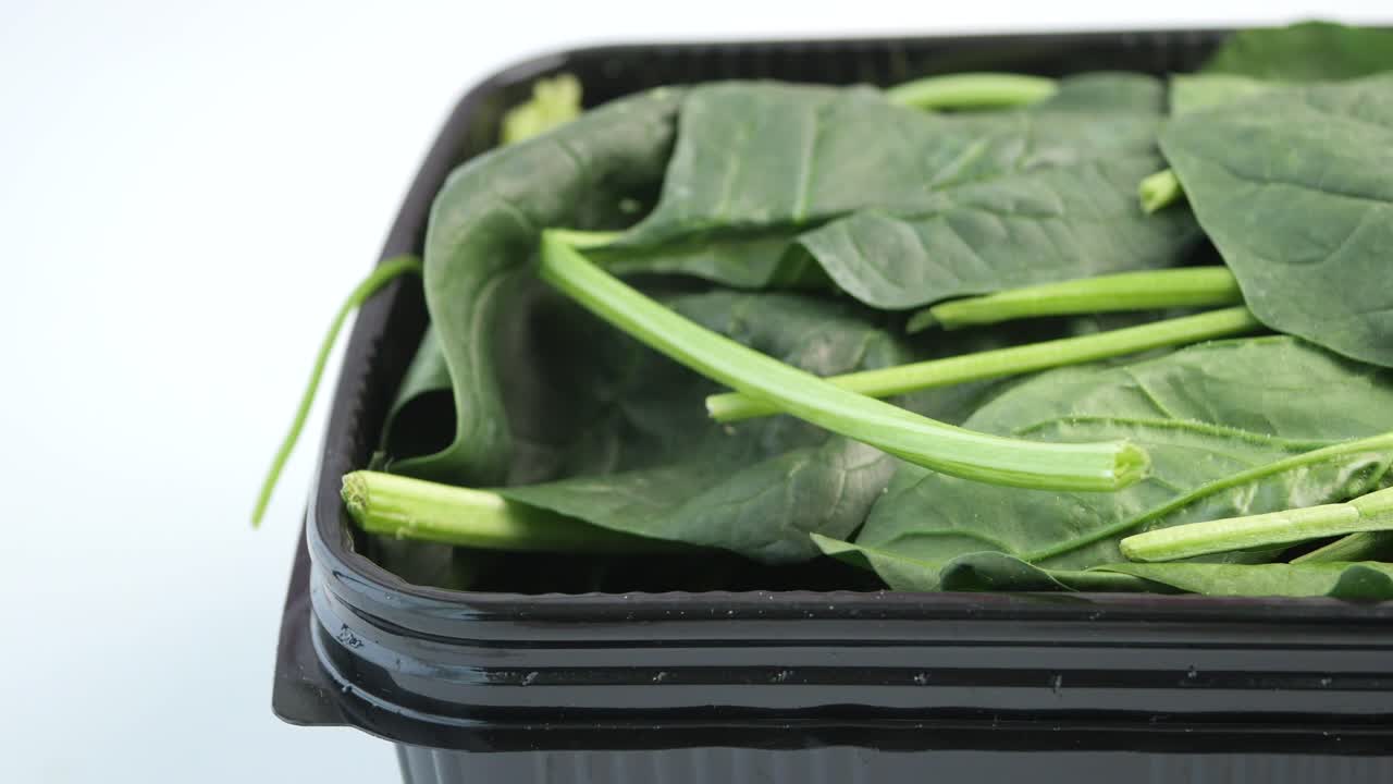 Spinaci in un contenitore
