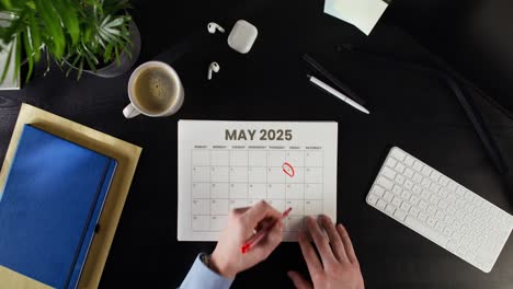 marking a date on a calendar