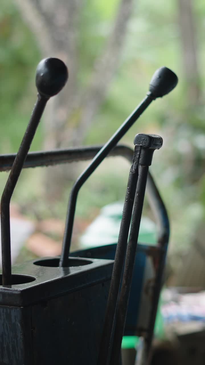 Close-up of Metal Levers and Controls