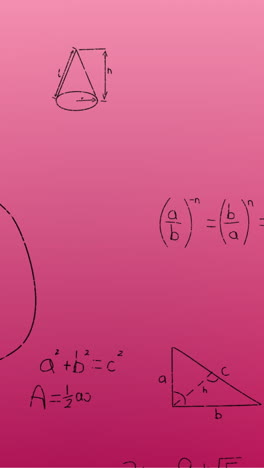 animación de fórmulas matemáticas escritas a mano sobre un fondo rosa