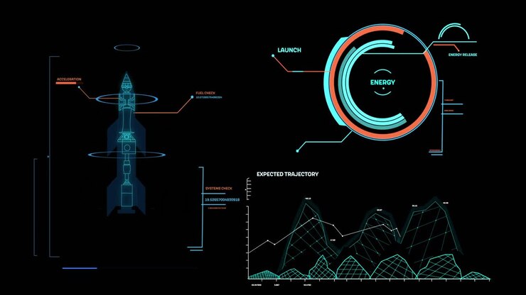 Animation of scientific data processing on black background