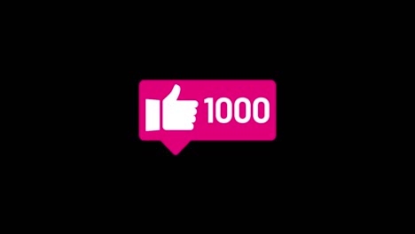 ​Social media like icon, 4K, till 1000 Count Up, Animation, video isolated Alpha Matte and green background