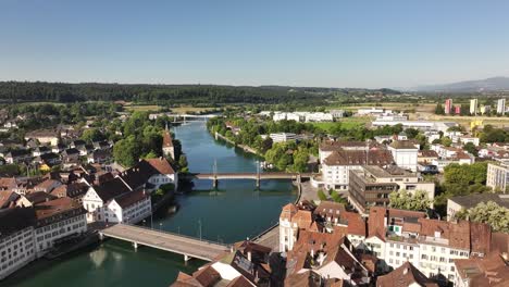 aerial view of olten bridge spanning river with surrounding cityscape switzerland