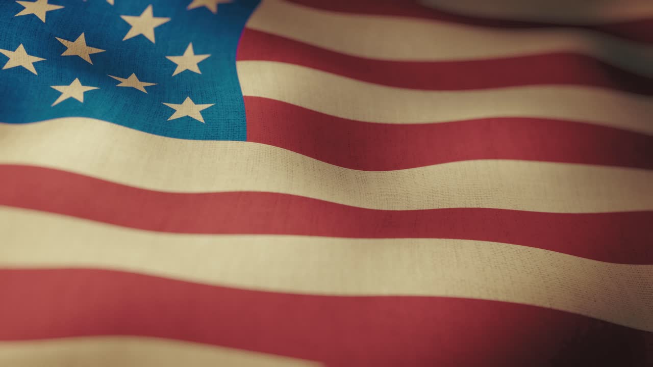 Seamless looping animation of a USA flag waving vigorously in the wind, perfect for patriotic, national, or celebratory themes. The flag moves dynamically with graceful, continuous motion