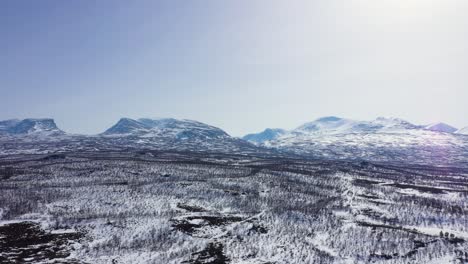 aerial view of swedish mountains and the lapponian gate