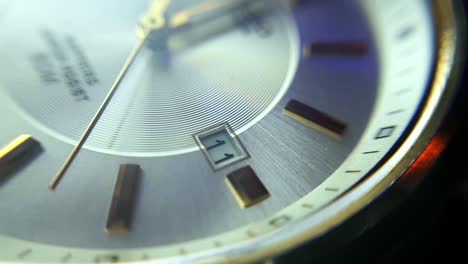 Extreme-Close-Up-View-Of-Men‘s-Wristwatch-Mechanical-Clock