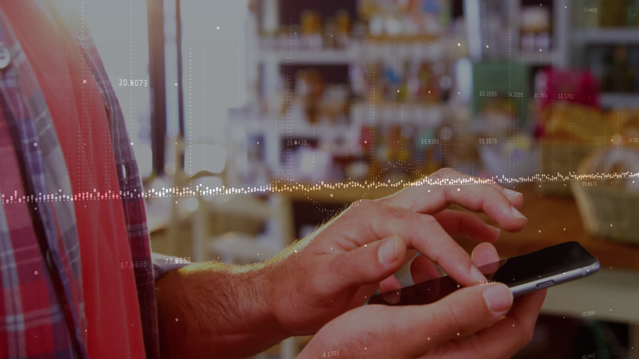 스마트 폰을 사용하여 손으로 데이터 처리의 애니메이션