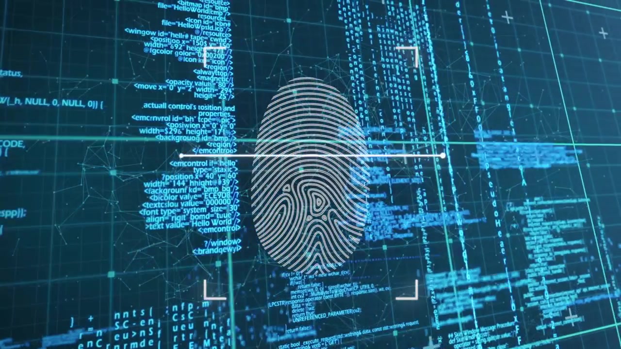 Digital Fingerprint Scanning on Futuristic Data Interface