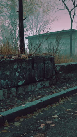 foggy autumn day: exploring an abandoned structure