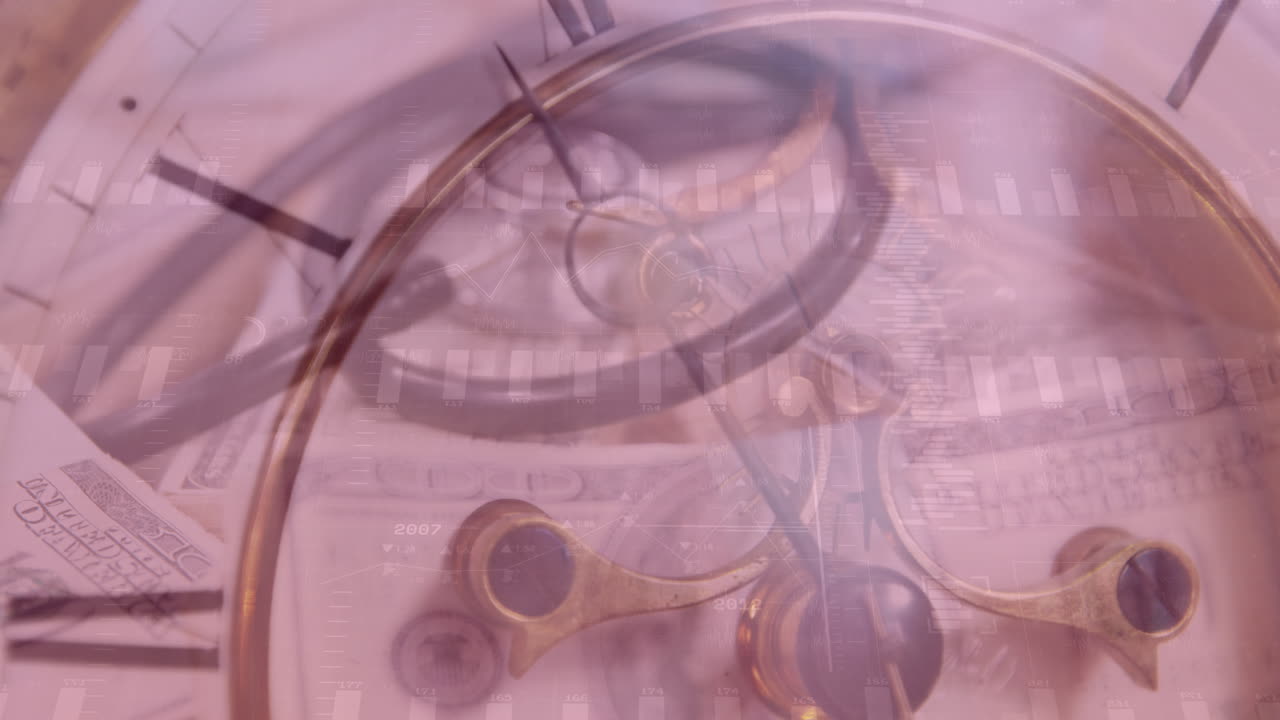 금융 데이터 처리 및 클럭 오버 달러 및 스테오스코프의 애니메이션