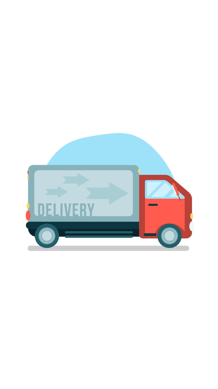An animation of a Flat design illustrated transport truck