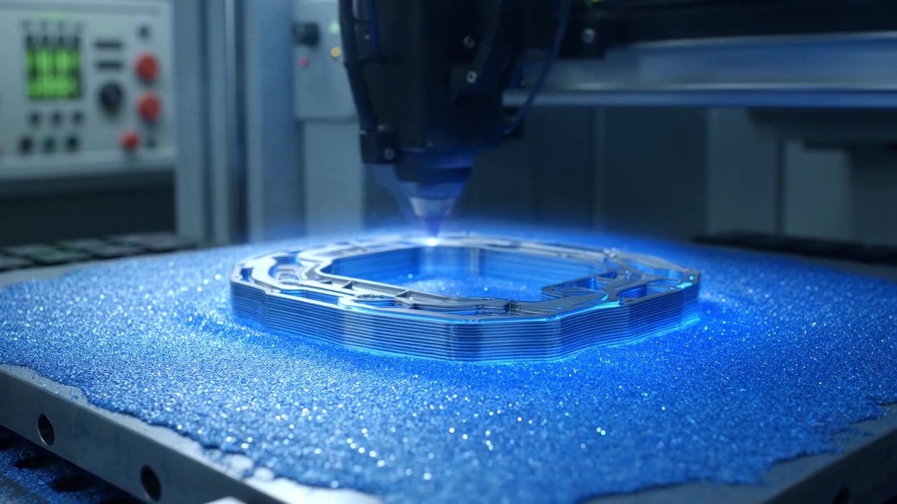 Taglio Laser Industriale di un Componente Metallico in uno Stabilimento di Produzione