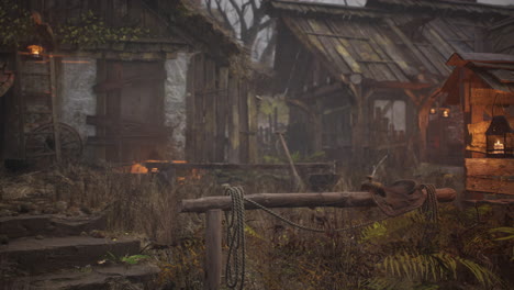 old abandoned rural wooden house in russian village in summer