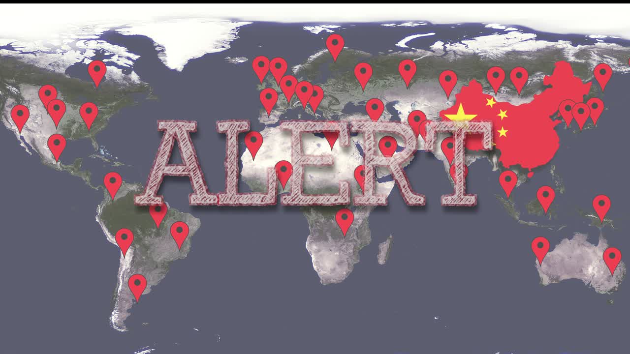 Mapa-múndi de Alerta de Coronavírus