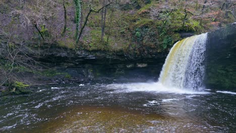 sgwd gwladys is a curtain waterfall at brecon beacons national park in wales