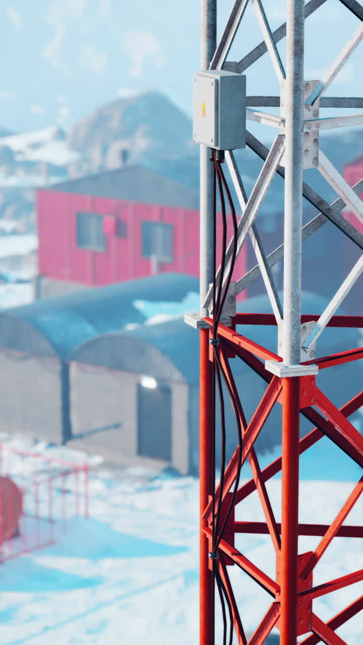 primer plano de una torre de comunicaciones en una región polar