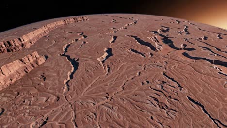 alien planet surface with canyons