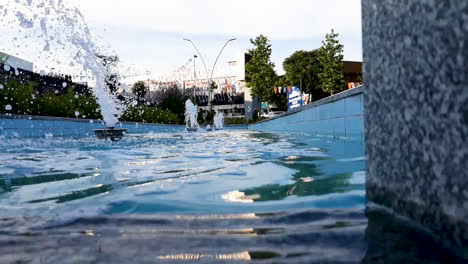 fountain, water, background, modern, decoration, decorative, park, summer, garden, isolated, splash, flow, nature, outdoor, beautiful, concept, blue, aqua, architecture, shape