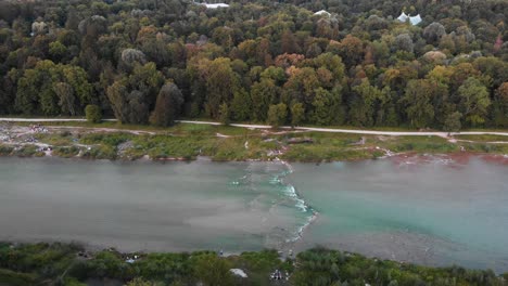 flying over the river isar in munich germany