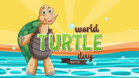 tortuga animada celebrando el día mundial de las tortugas