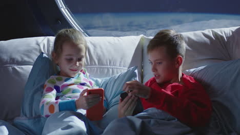 kids in space watching smartphones