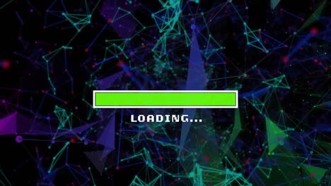 animation of loading bar over plexus networks against black background
