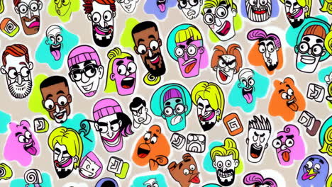 vibrant and playful cartoon faces pattern