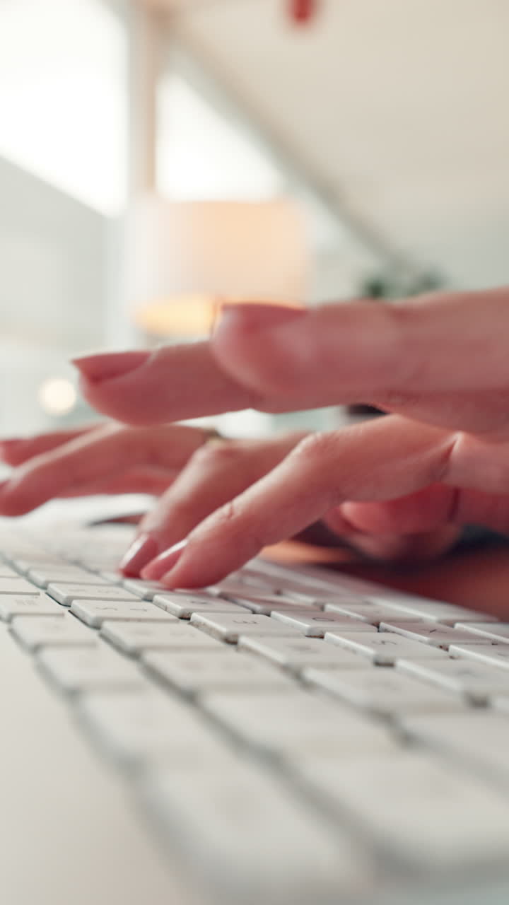 Close Up of Hands Typing on Computer Keyboard