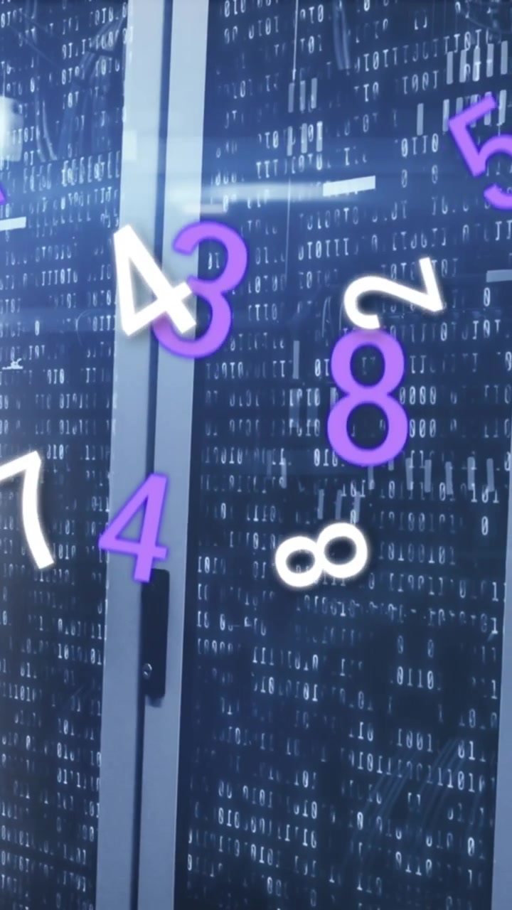 Animazione di codice binario su codice binario su sfondo blu e blu